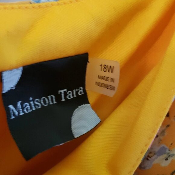 Maison Tara Short Sleeve Cold Shoulder Crepe Ditsy Floral Maxi Dress Sz 18 - Picture 5 of 7